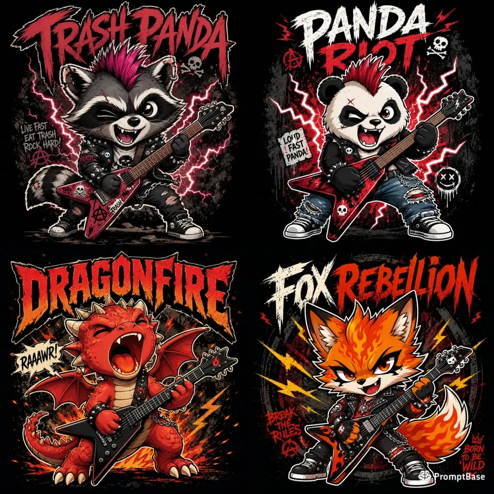Rock Animal Cartoon Tshirt Designs