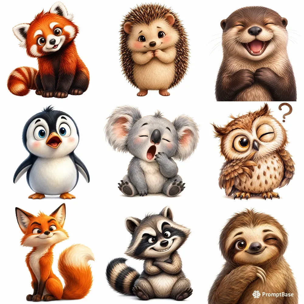 Whimsical Cartoon Animal Portraits