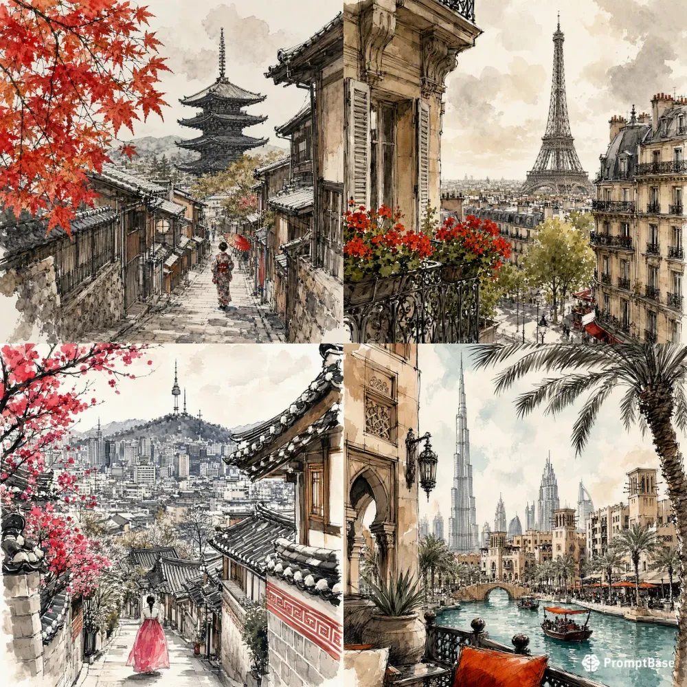 Artful Ink Splatter Travel Posters