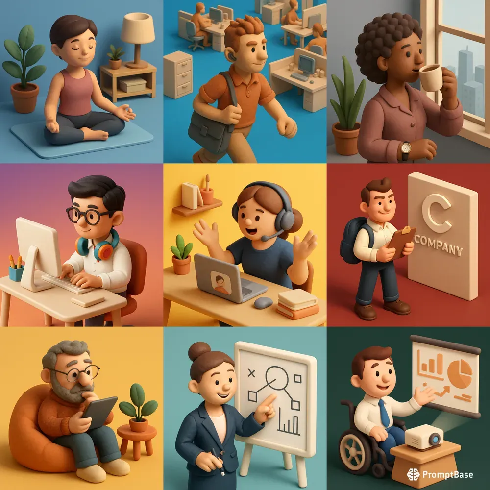 3D Clay Business Illustrations