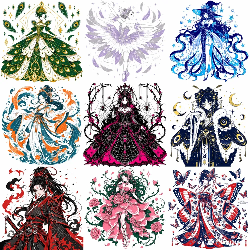 Ornate Tri Color Vector Characters