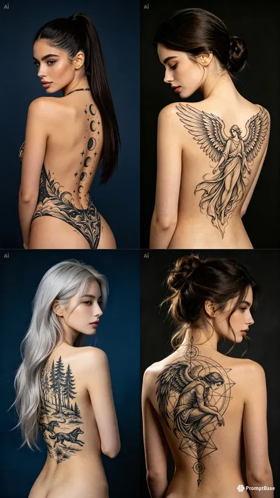 Back Tattoo Girls Portrait Series