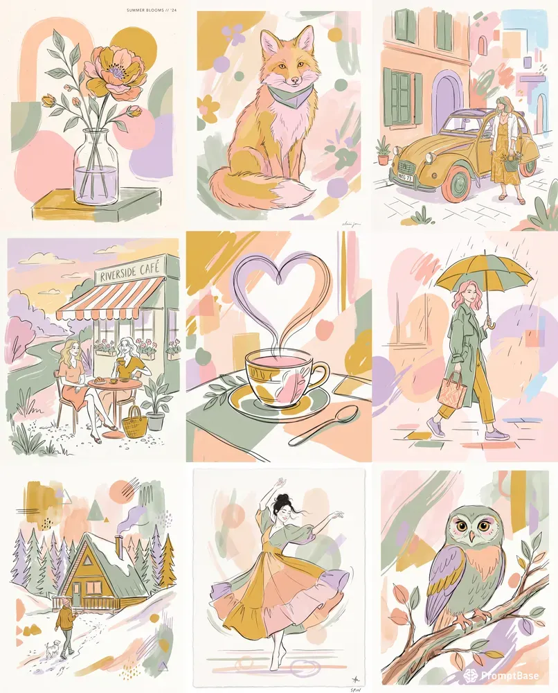 Pastel Line Art Editorials