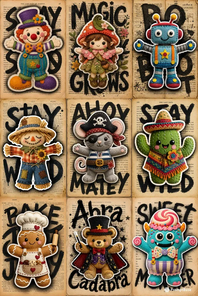 Vintage Plush Sticker Art