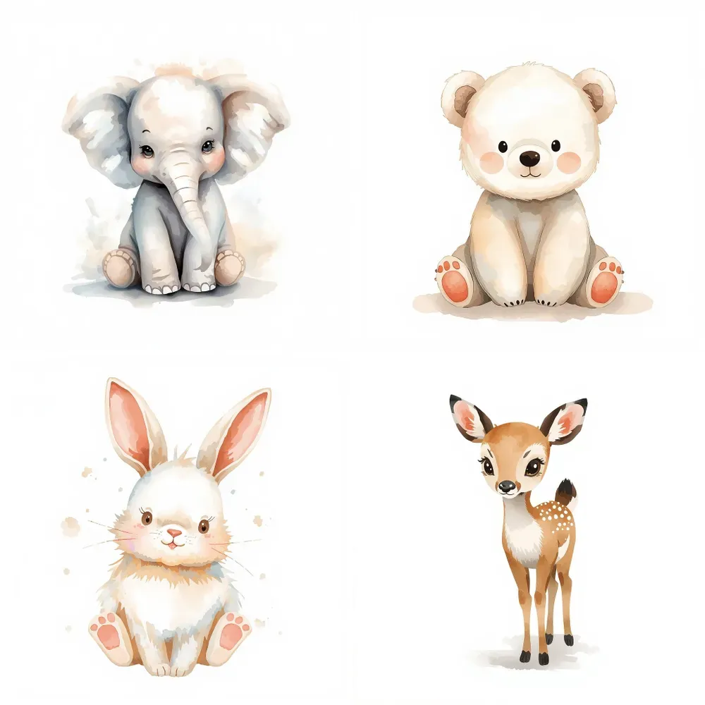 Cute Watercolor Animal Illustrations
