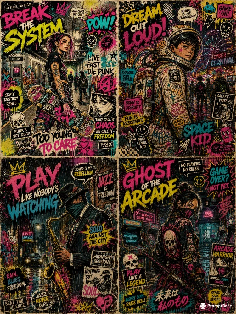Retro Graffiti Popart Posters
