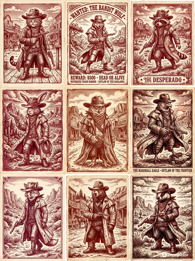 Red Duotone Vintage Woodcut Art