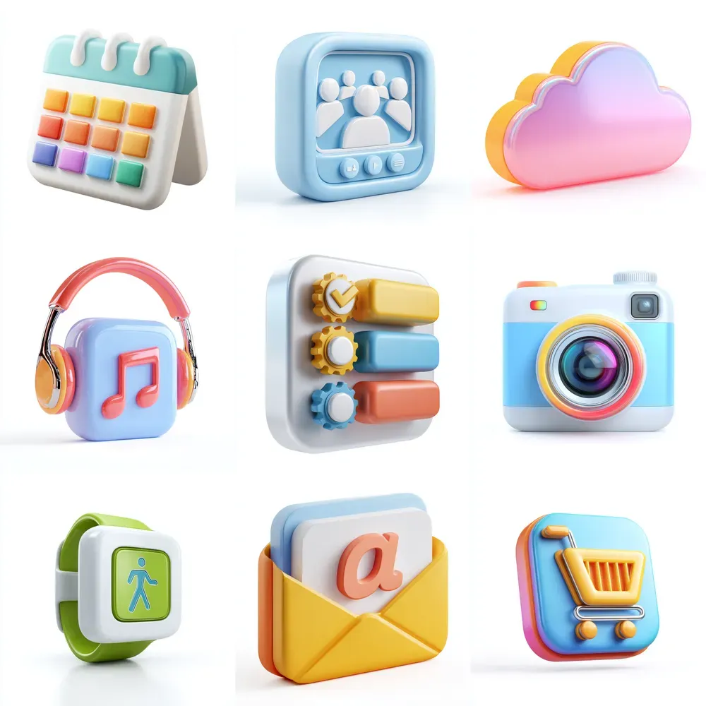 Photorealistic 3D Software Icons