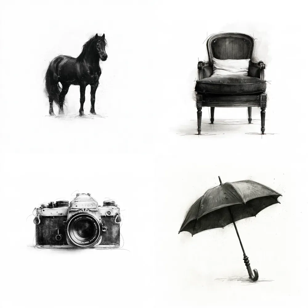 Monochrome Dream Object Sketches
