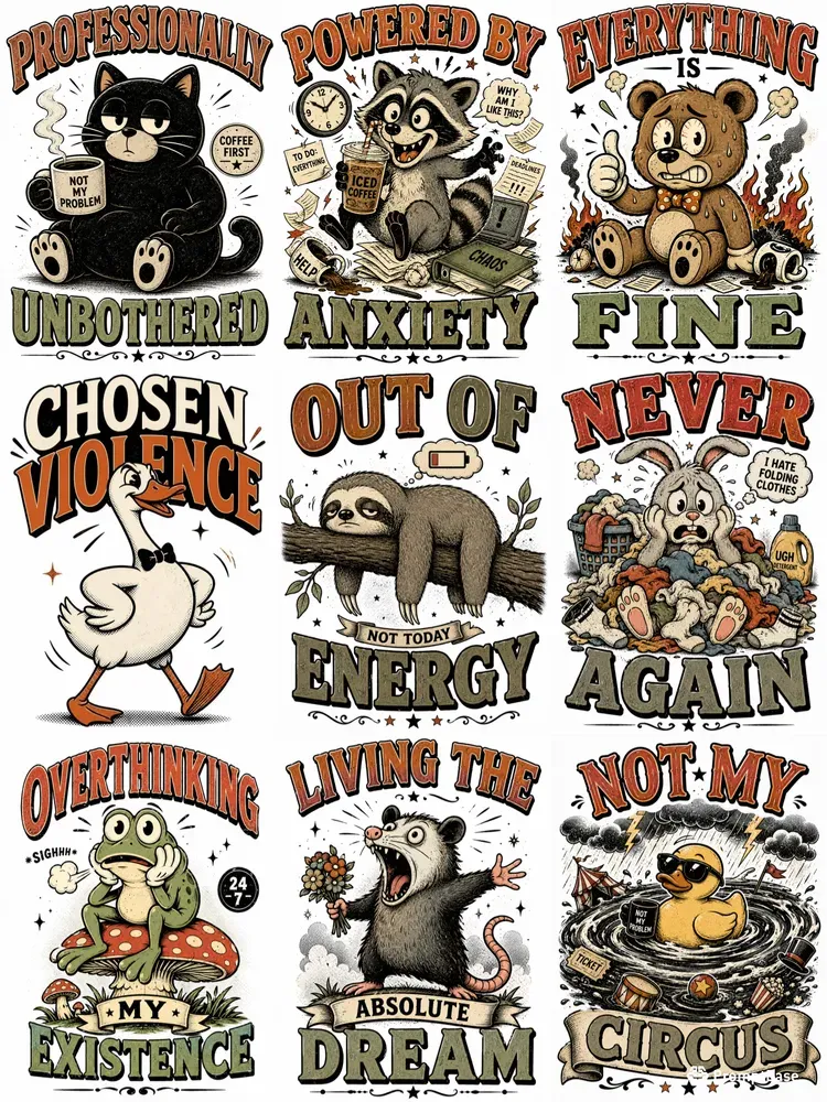 Sarcastic Vintage Mascot Tshirt Cliparts
