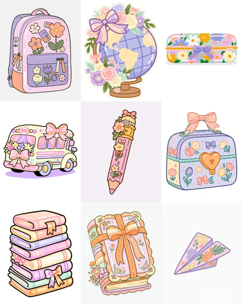 Pastel Coquette Back To School Cliparts