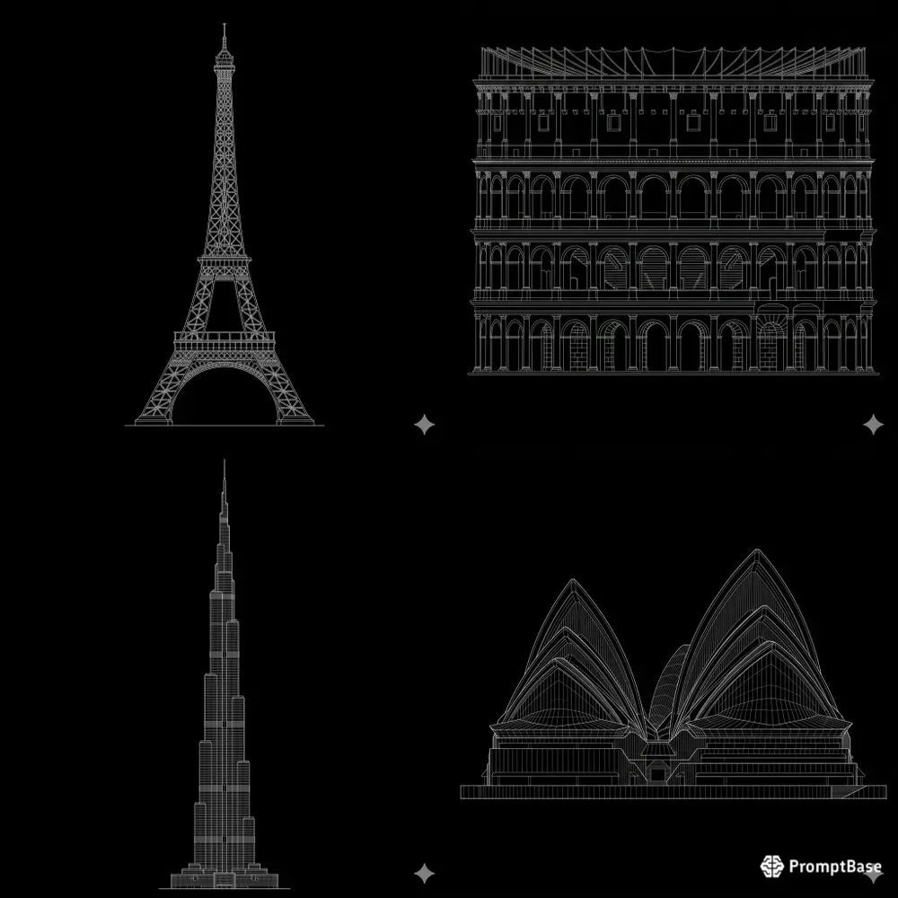 Professional White Line Building Art