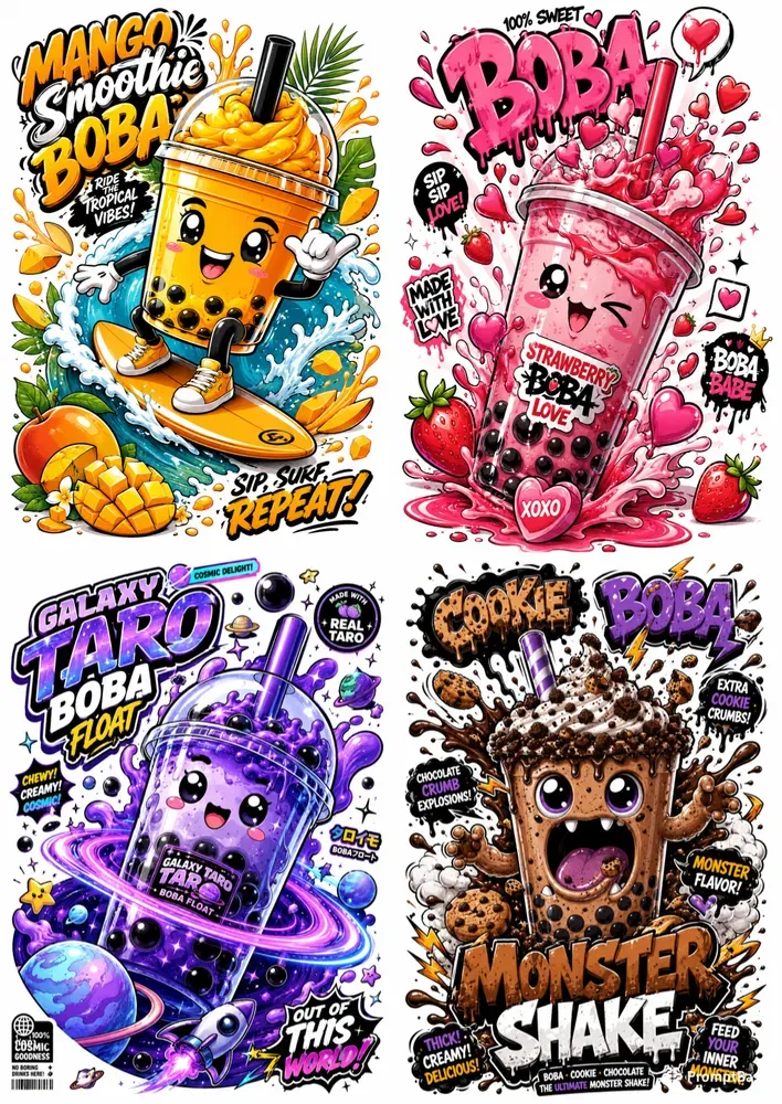Urban Kawaii Bubble Drink Stickers