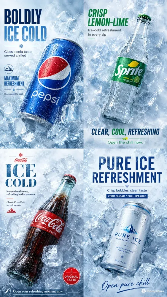 Ice Cold Beverage Ad Posters