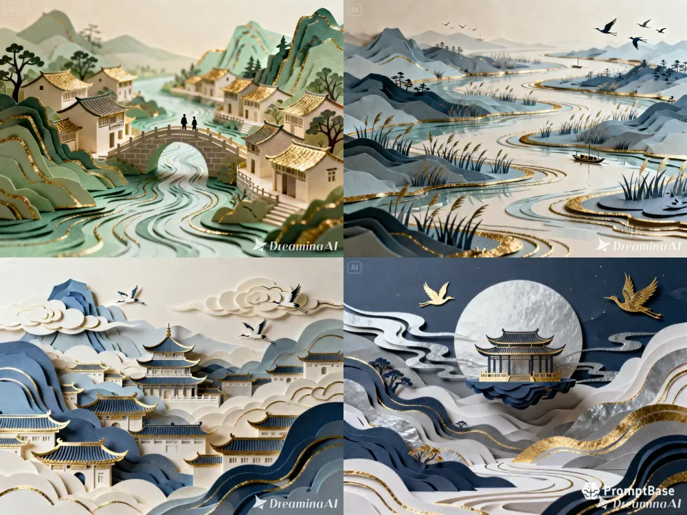 Chinese Inkcore Paper Sculptures