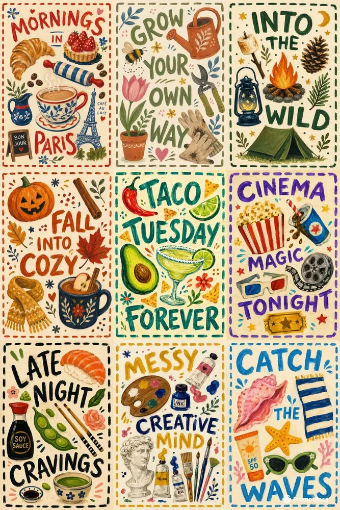 Naive Gouache Lifestyle Posters