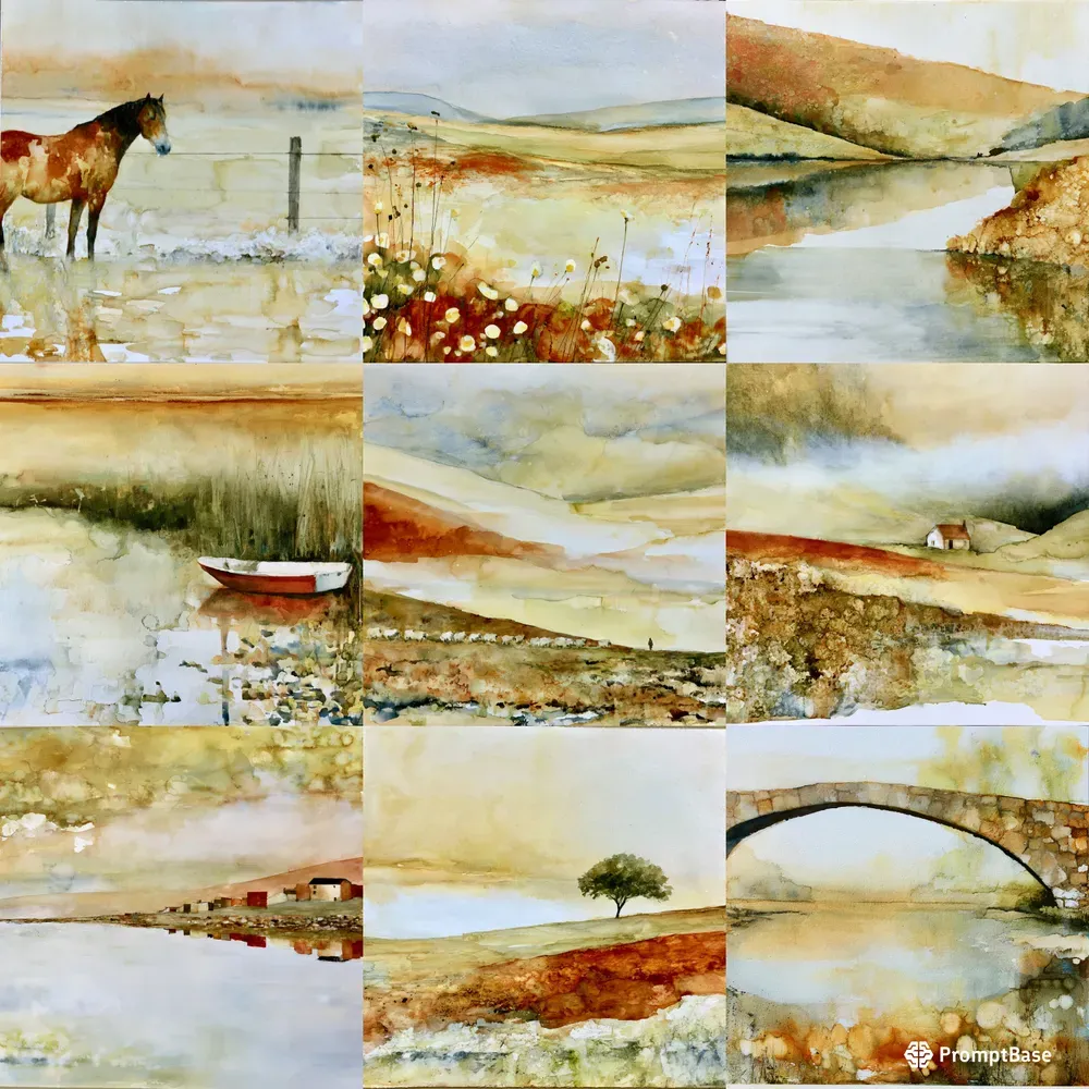 Soft Watercolor Landscape Art