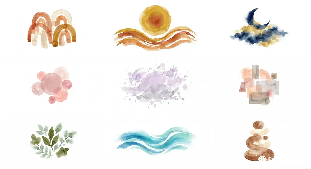Boho Watercolor Abstract Shapes