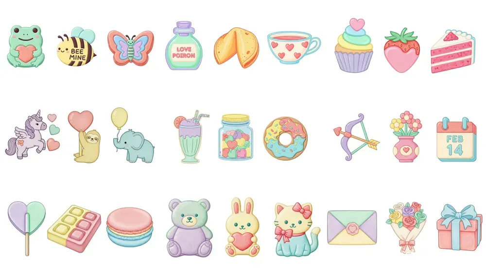 Pastel Kawaii Valentine Candy Cliparts
