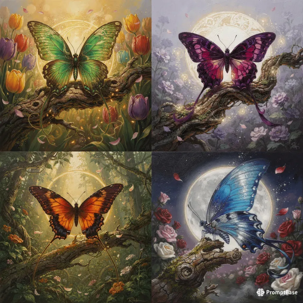 Ethereal Exotic Butterfly Garden Art