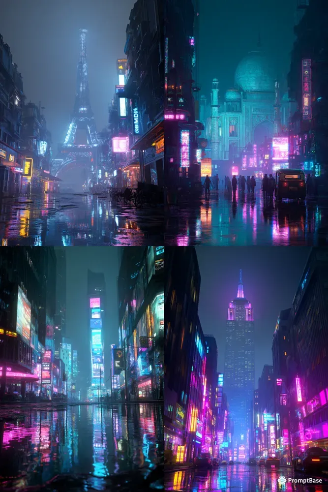 Futuristic Neon Monuments