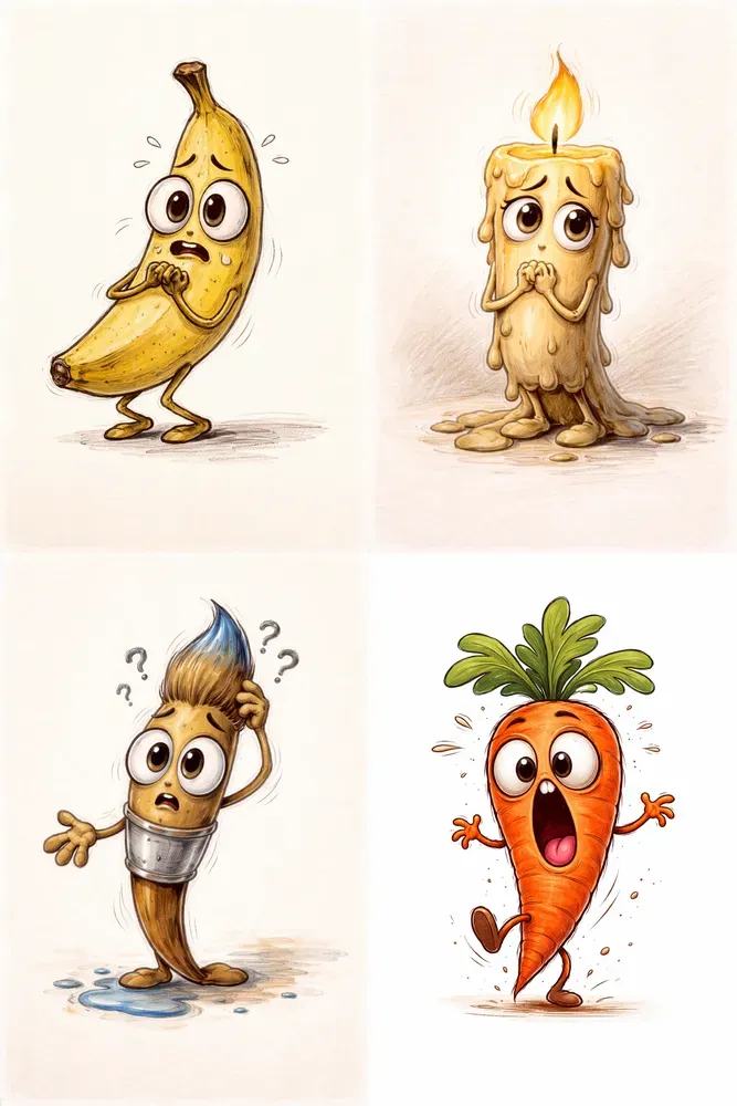 Whimsical Cartoon Pencil Character Art