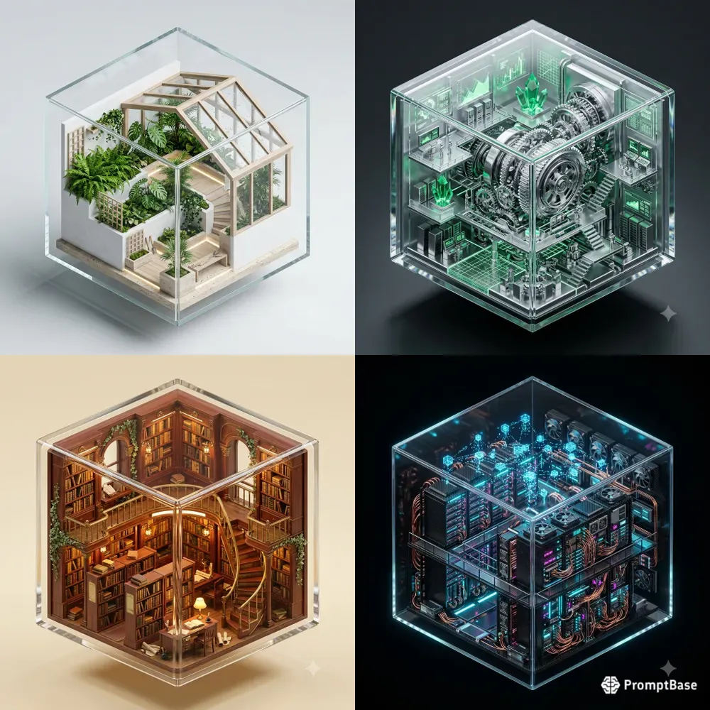 3D Glassmorphic Isometric Dioramas Pro