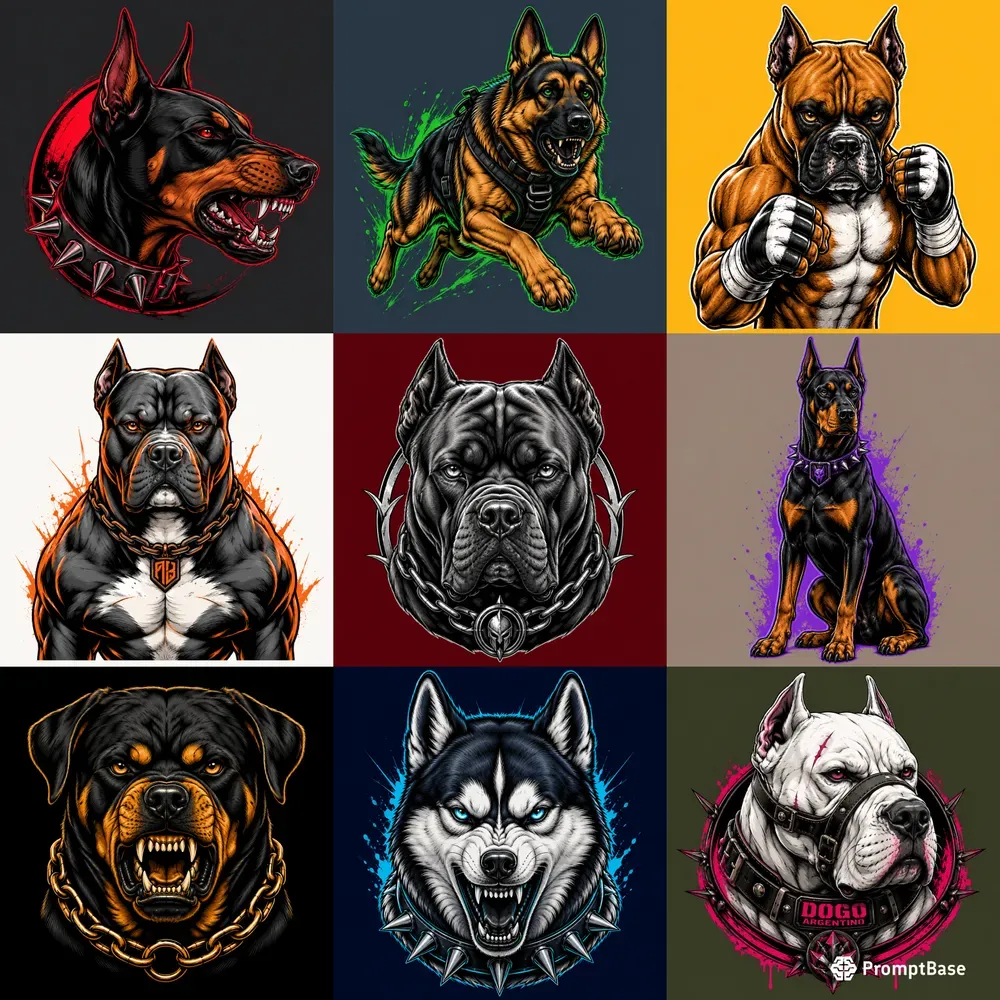 Fierce Guard Dog Tattoo Vector Art