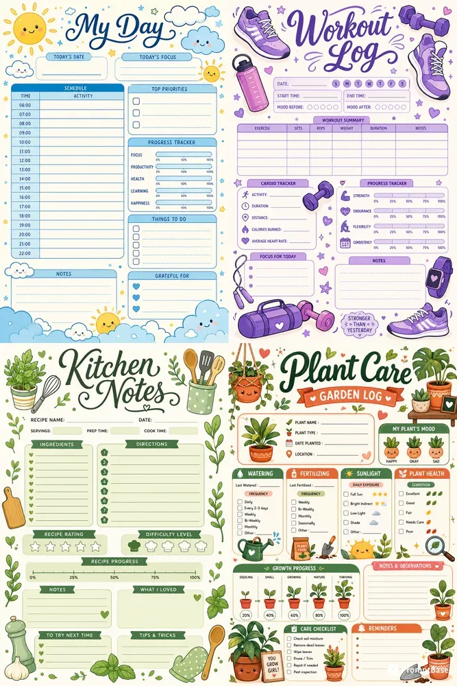 Cute Organizational Planner Templates