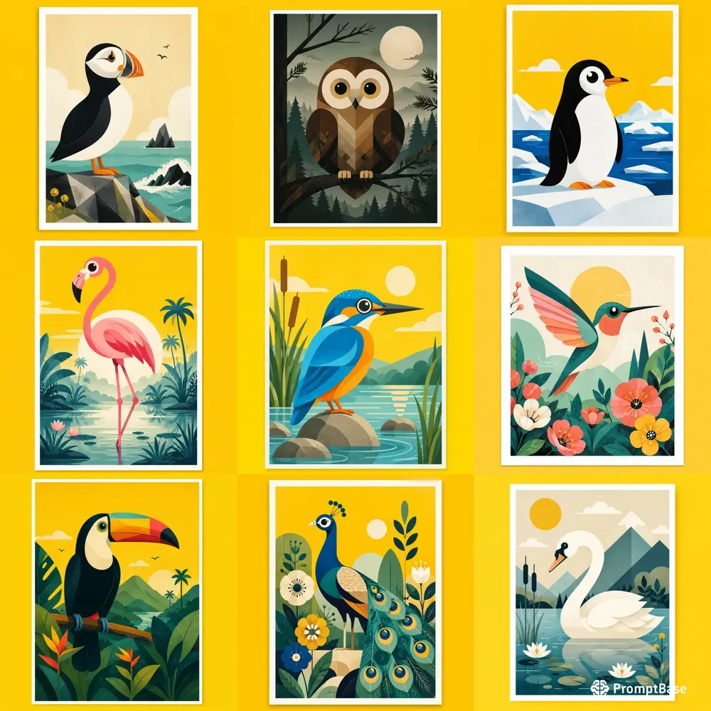 Geometric Bird Poster Art