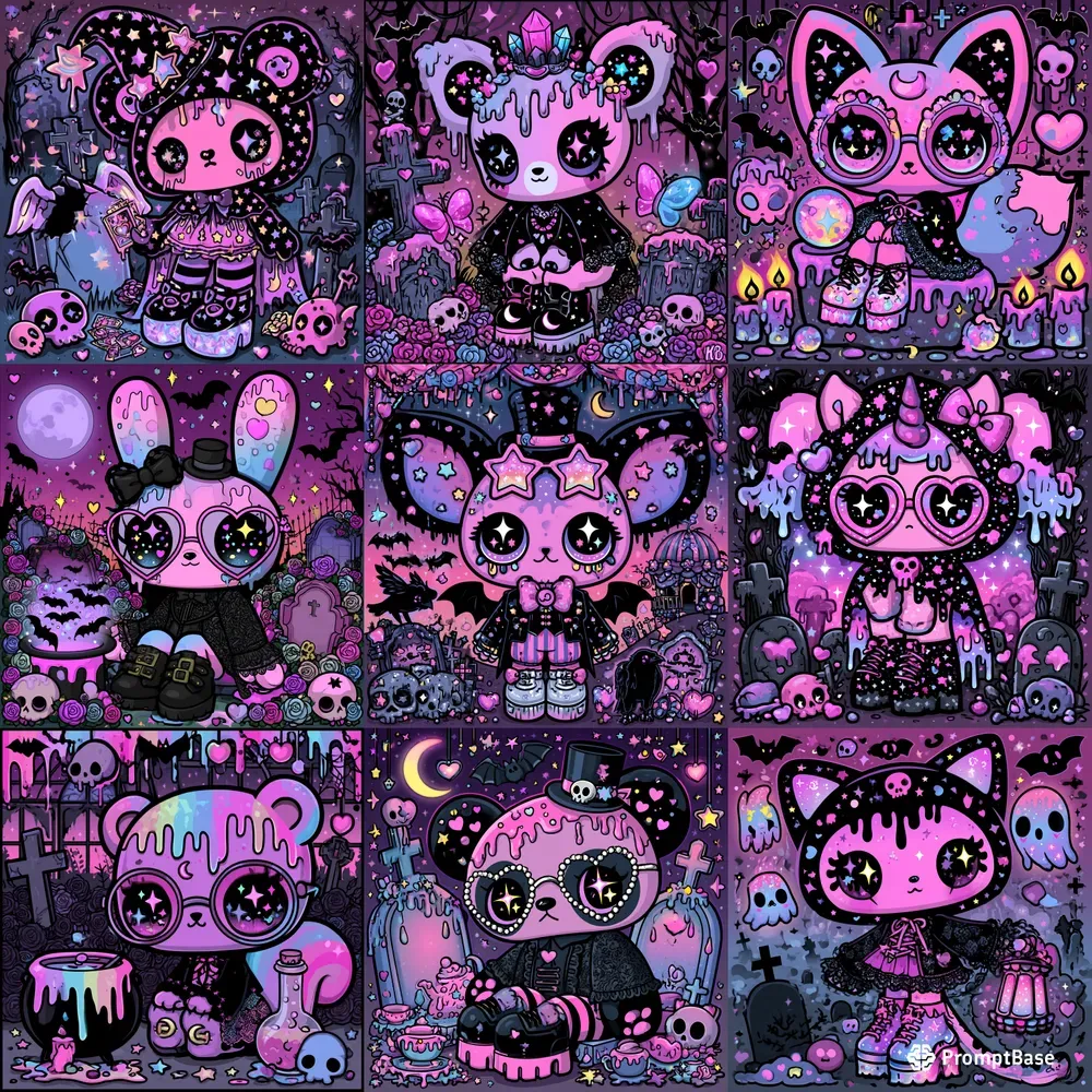 Gothic Kawaii Magicians Clipart