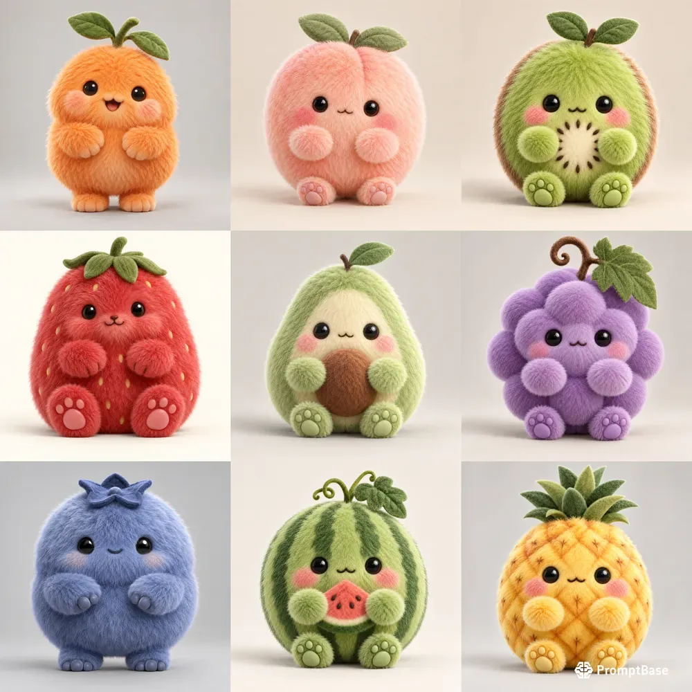 Fluffy Fruit 3D Mascot Character Kits