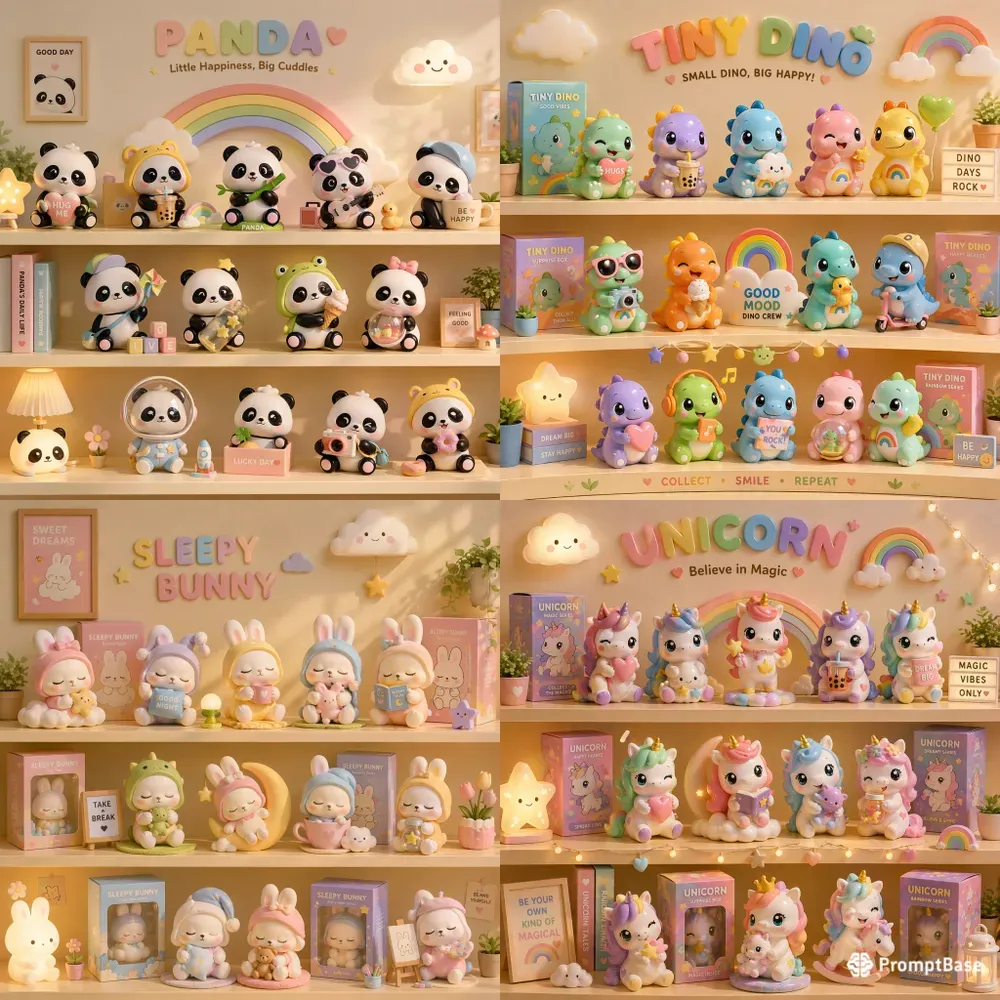 Cute Collectible Toy Shelf Aesthetics