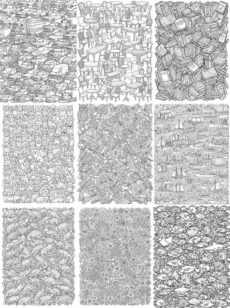 Clean Line Art Doodle Coloring Pages