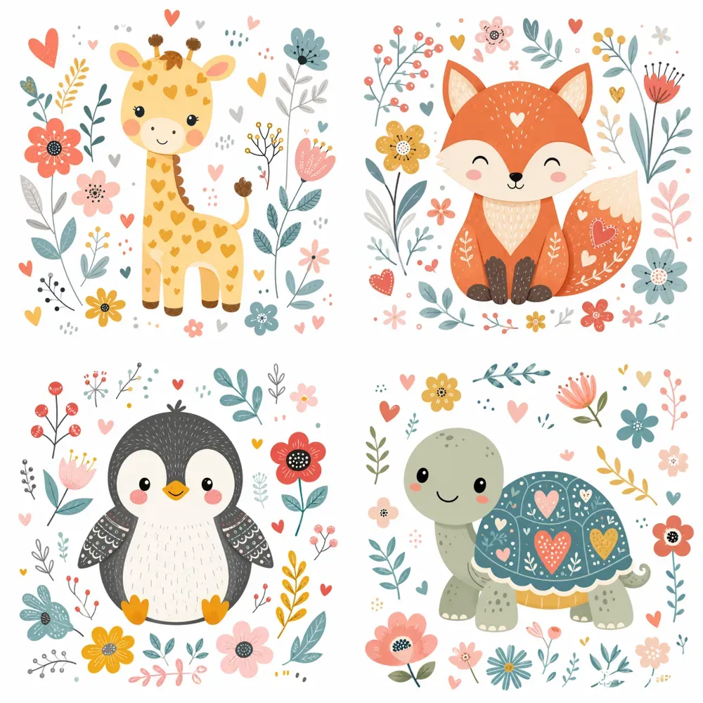 Whimsical Nursery Animal Vector Sets