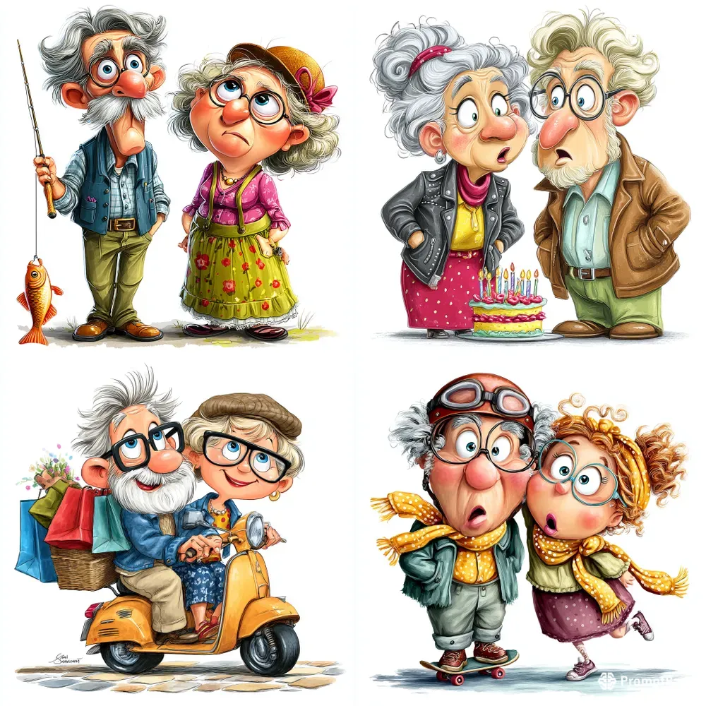 Cute Retired Couples Having Fun