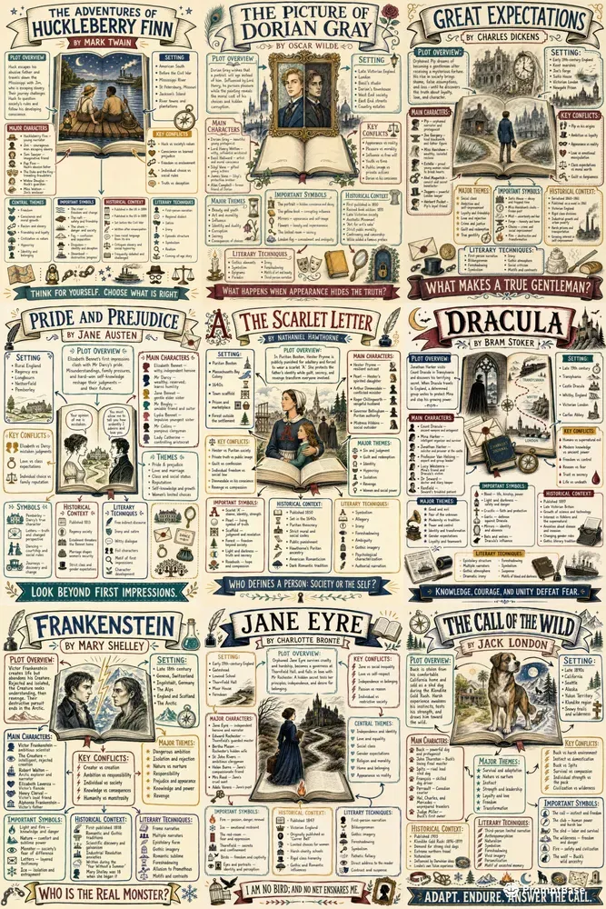 Classic Novel Study Sketchnote Posters
