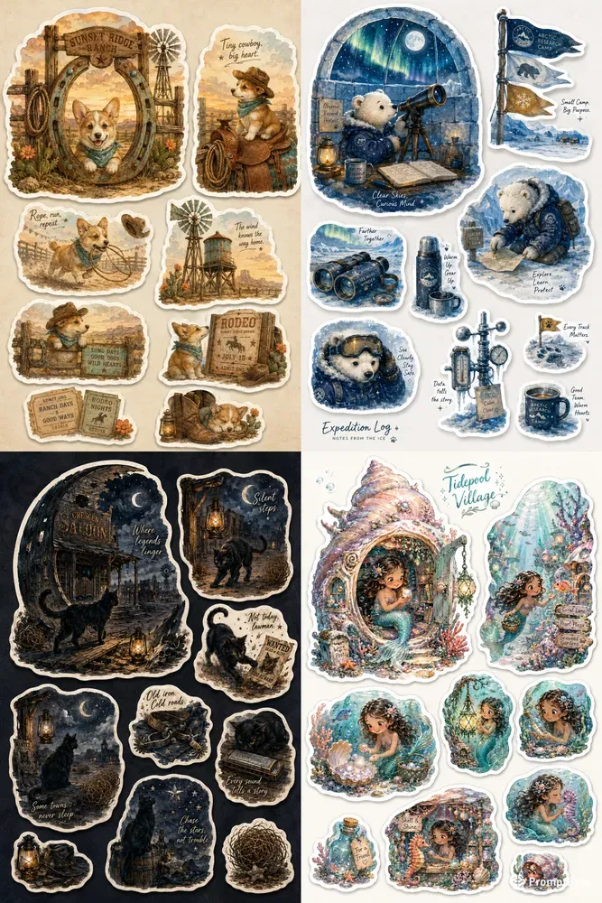 Western Narrative Sticker Sheets