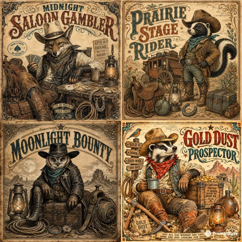 Retro Wild West Storybook Posters