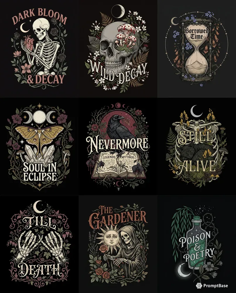 Gothic Cottagecore T Shirt Designs