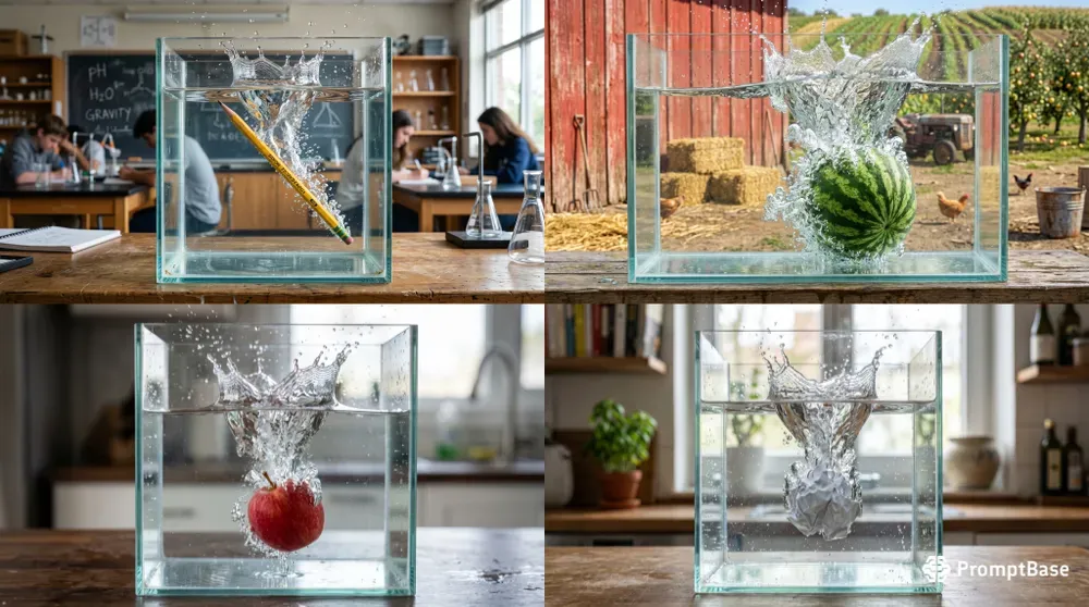 Hyperrealistic Glass Tank Splash Art