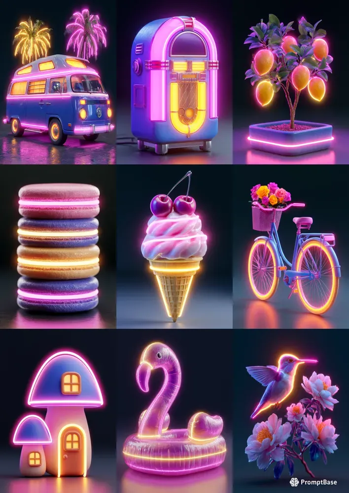 Neon 3D Illustrations