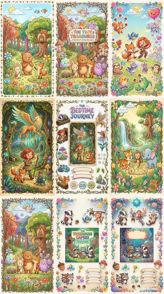 Retro Storybook Cover Designs Cliparts