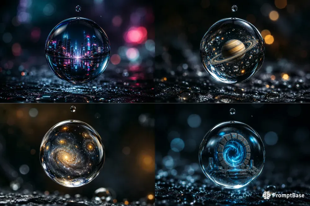 Scifi Universe Water Droplet Macro Art