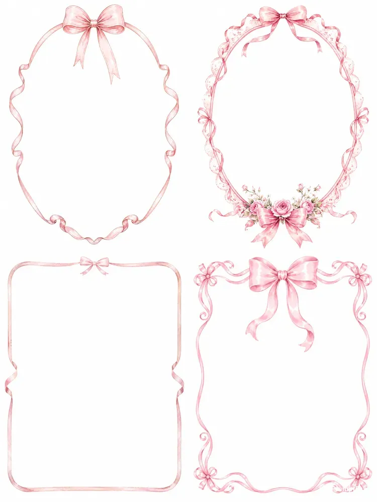 Pink Bow Ribbon Frames