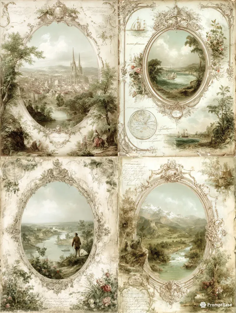Vintage Baroque Atlas Illustrations
