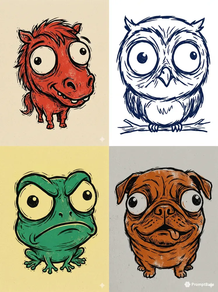Quirky Duotone Print Animals