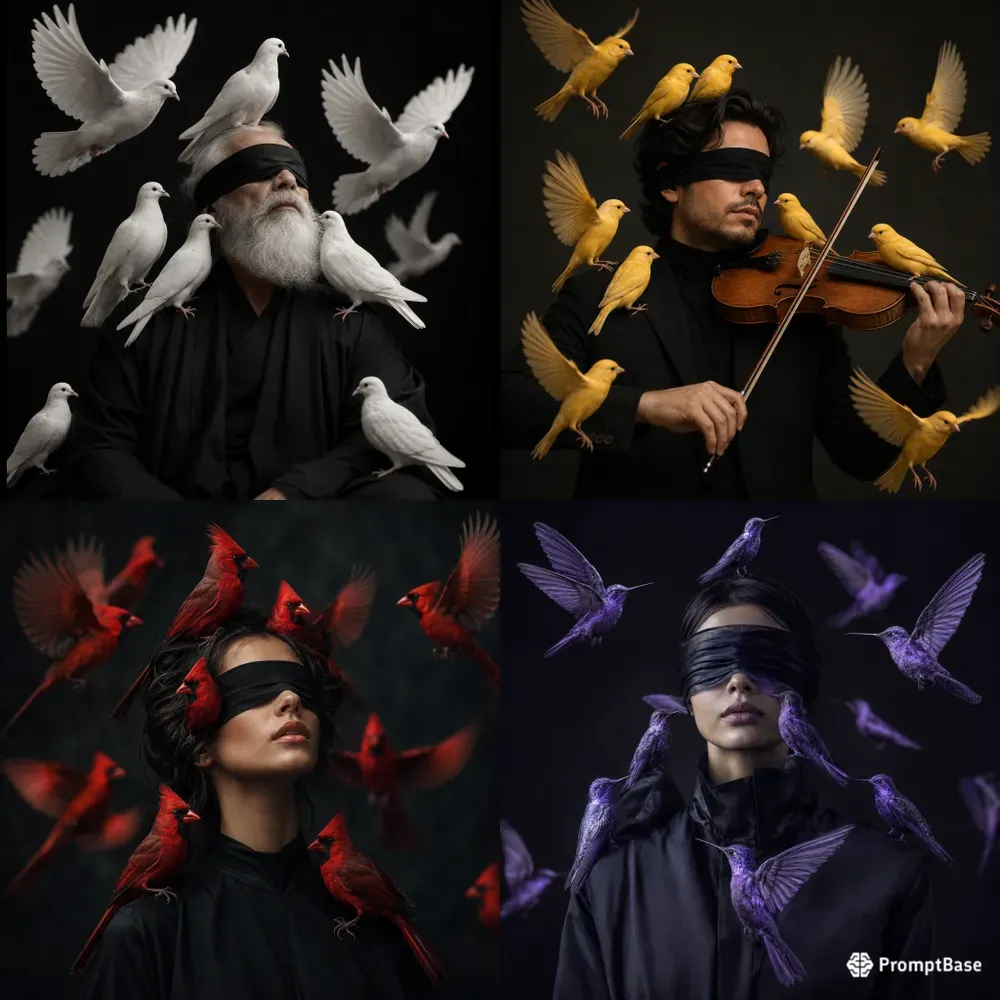 Blindfolded Bird Whisperer Portraits