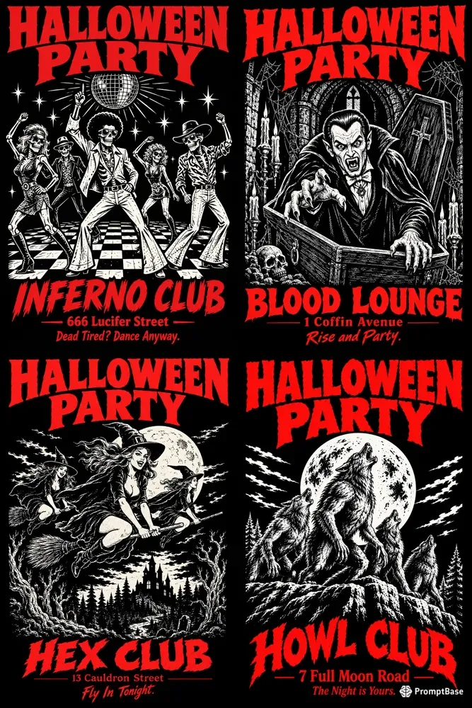 Horror Comic Halloween Party Posters