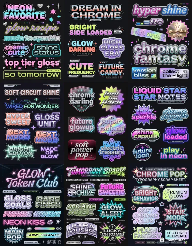 Chrome Pop Typographies